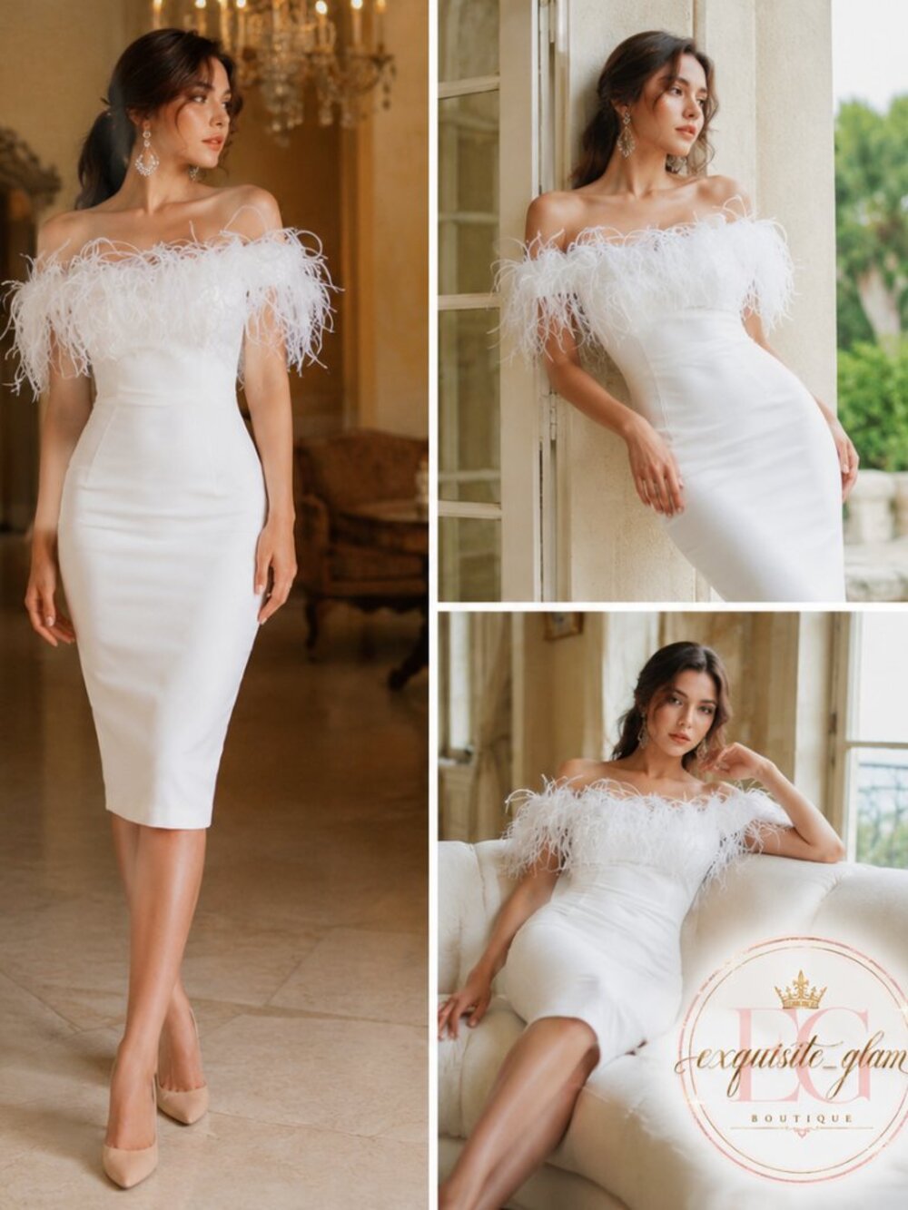 🦢 Exquisite Bridal Couture Wedding Evening Cocktail Elegant Runway Classy Dress
